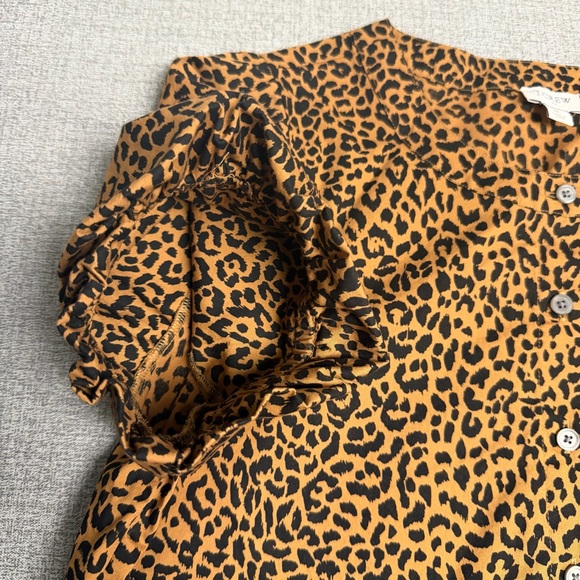J. Crew Leopard Print Short Sleeve Button-Front Blouse - Picture 5 of 7
